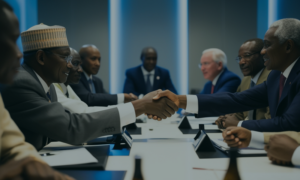 A meeting between African leaders and international financial experts