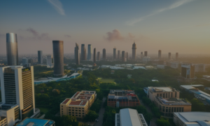 n aerial view of a vibrant African city skylin