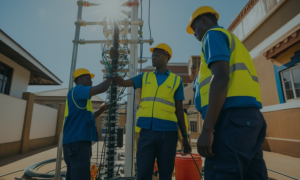 A group of technicians working