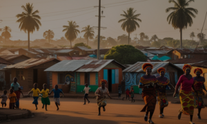 A vibrant urban scene in an African city