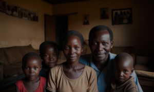 A portrait of a Zimbabwean family in their home