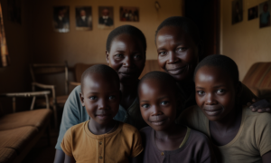 A portrait of a Zimbabwean family in their home