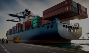 cargo ships unloading goods at a port