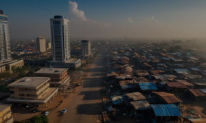 An aerial view of a Nigerian city